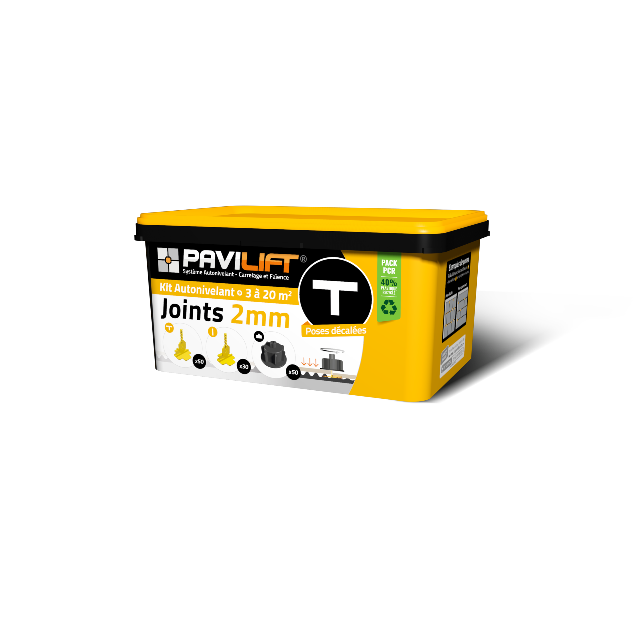 Kit croisillons autonivelants PAVILIFT pose de carrelage joint 2mm T