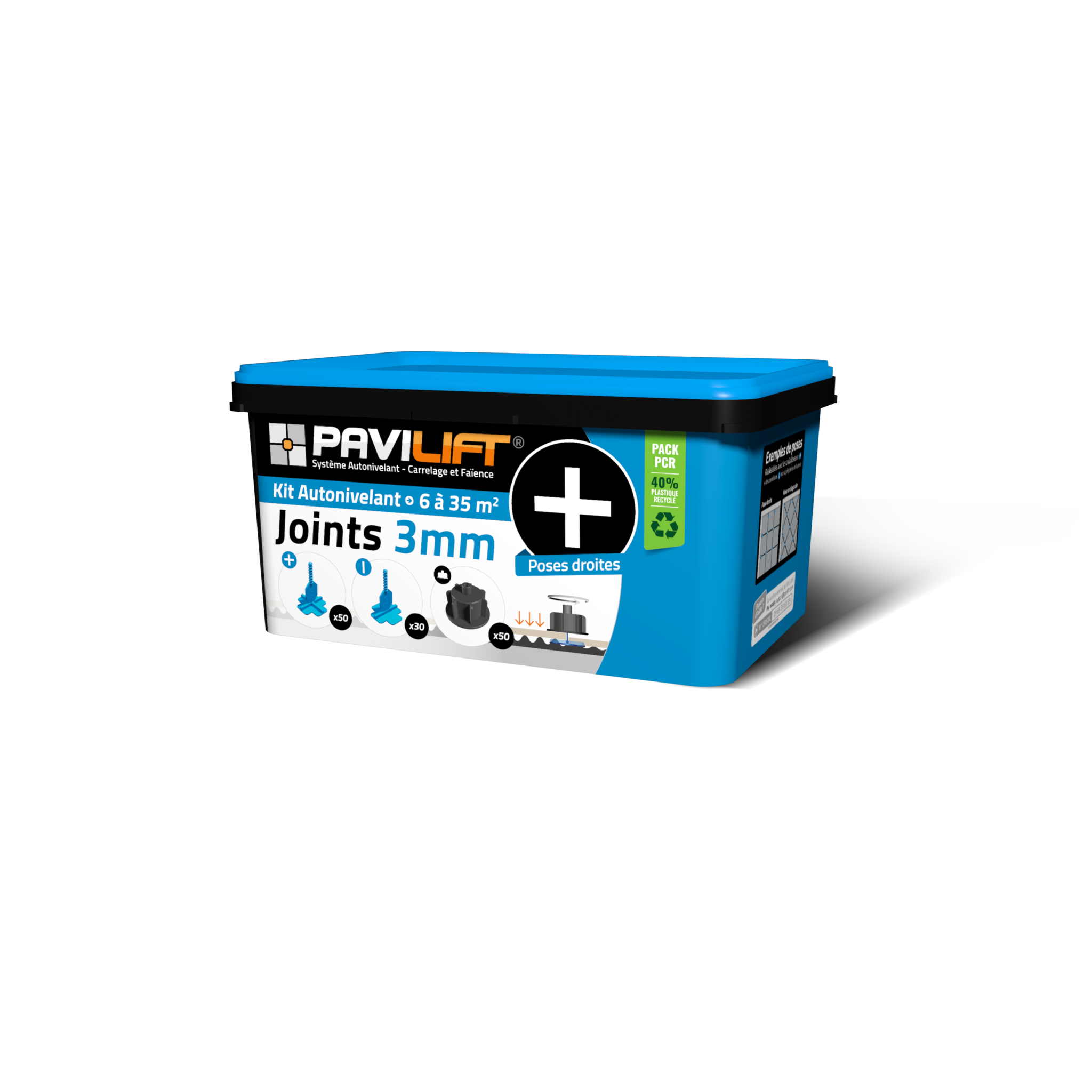 Kit croisillons autonivelants PAVILIFT pose de carrelage joint 3mm